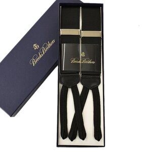 BROOKS BROTHERS Solid Black Braces Suspenders USA Made NWT